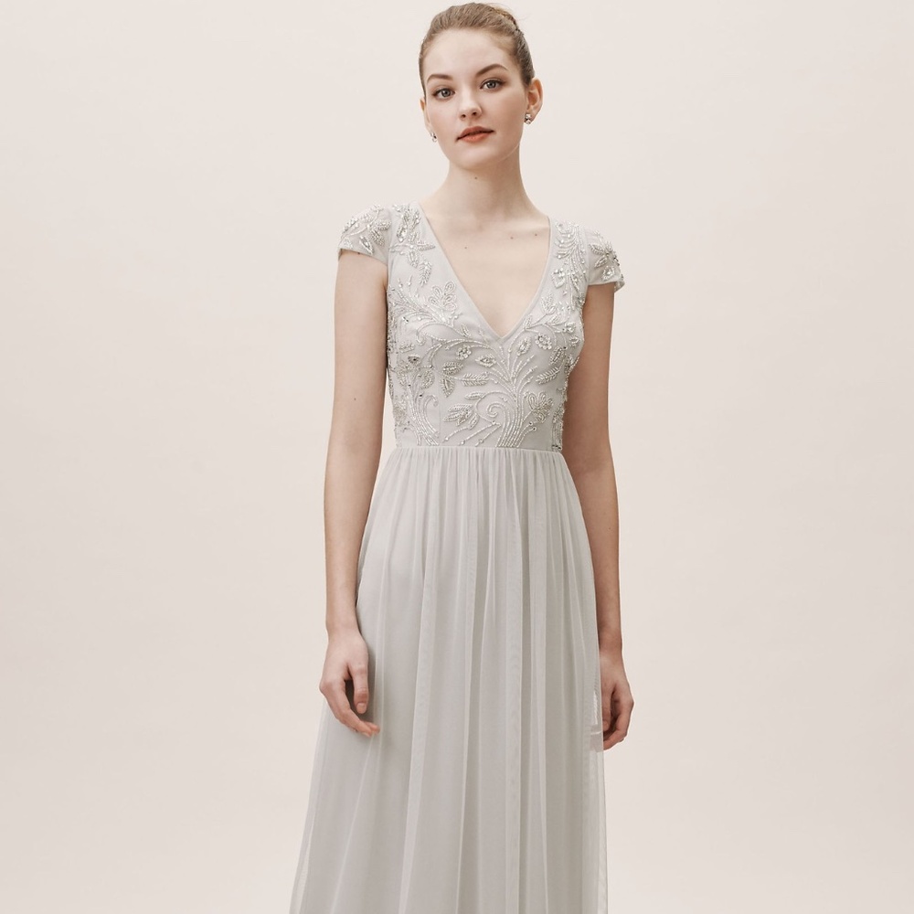 BHLDN Diaz bridesmaid dress in fog, size 4